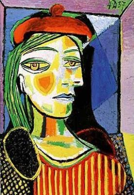 Femme au beret rouge art print by Pablo Picasso