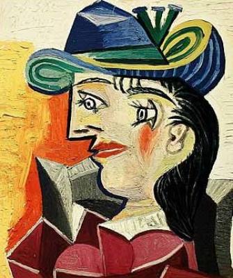Woman with a Blue Hat, 1938 art print by Pablo Picasso