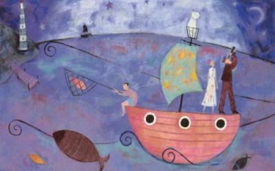 Fishing art print by Paula McArdle