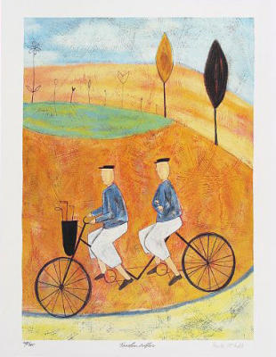 Tandem Golfers (2001) art print by Paula McArdle