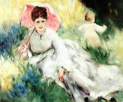Dame und Sonnenschirm art print by Pierre Auguste Renoir
