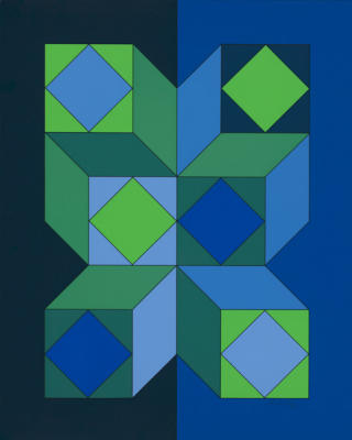 Ohne Titel XLIII (Dunkelblau) art print by Victor Vasarely
