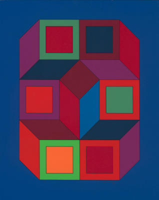Ohne Titel XLIV (Mittelblau) art print by Victor Vasarely
