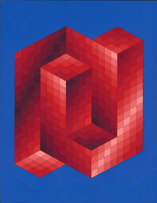 Rouge et Bleu art print by Victor Vasarely