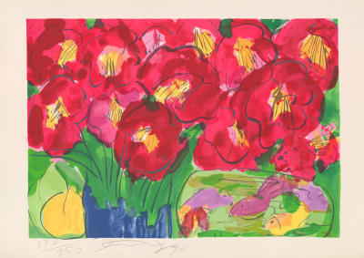 Rote Blumen art print by Walasse Ting