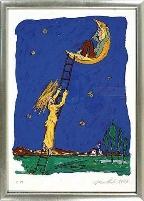 Mann im Mond art print by Werner Reuber