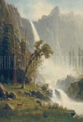 Bridal Veil Falls, Yosemite art print by Albert Bierstadt