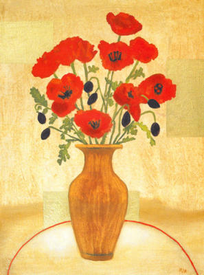 Crimson Poppies art print by Beverly Jean