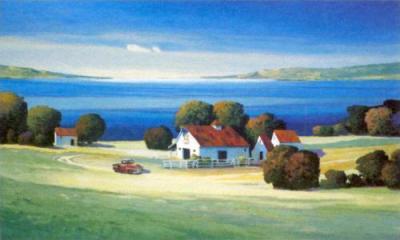 Barns on Gamble Bay art print by Max Hayslette