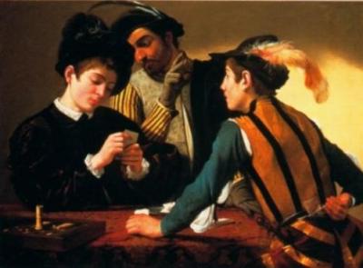 The Cardsharps art print by Michelangelo Merisi Caravaggio