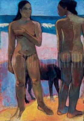 Two Nudes on a Tahitian Beach art print by Paul Gauguin