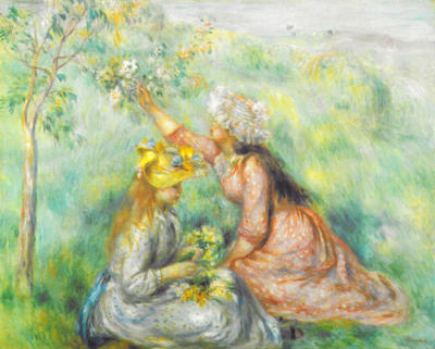 Girls Picking Flowers in a Meadow, c.1890 art print by Pierre Auguste Renoir