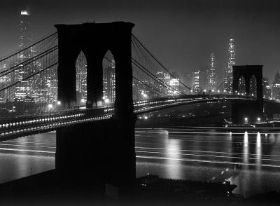 Brooklyn Bridge at Night art print by Andreas Feininger