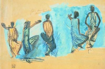 5 Studies of Cambodian Dancers art print by Auguste Rodin