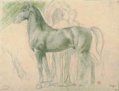 Study of a Horse with Figures art print by Edgar Degas