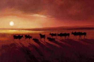 Zebu at Dusk art print by Jonathan Sanders