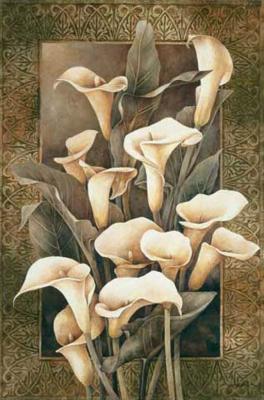 Golden Calla Lilies art print by Linda Thompson