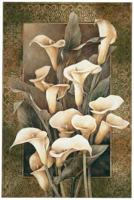 Golden Calla Lilies art print by Linda Thompson