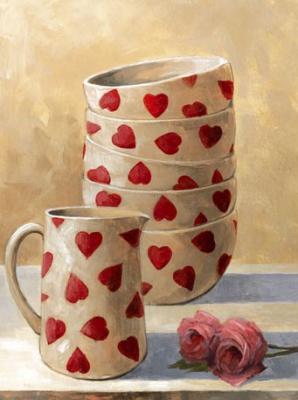 Breakfast Heart Bowls, Jug And Rose art print by Peter McGowan