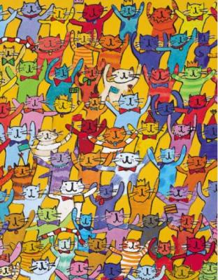 Cheering Cats art print by Sarah Battle