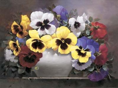 Rainbow of Pansies art print by Victor Santos