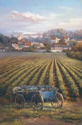 Grapes on Blue Wagon art print by Rosa Chavez