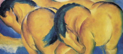 Die kleinen gelben Pferde (Detail) art print by Franz Marc