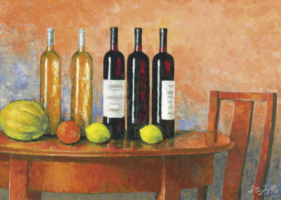 Cinq Bouteilles art print by Gabor Szabo