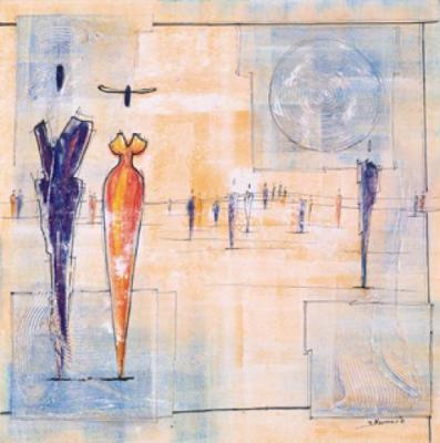 Walk On By IV (Creme,Blue) art print by Joram Neumark