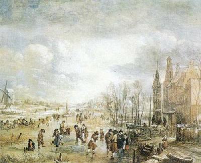 Skating On The Dike art print by Aert Van Der Neer