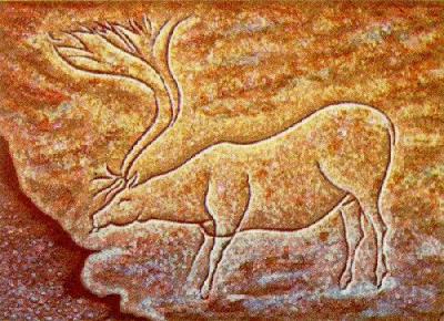 Engraved Deer art print by Cave Art