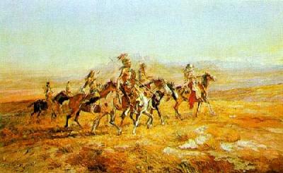 Sun River War Party art print by Charles Marion Russell