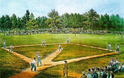 National Game Of Baseball art print by Currier & Ives