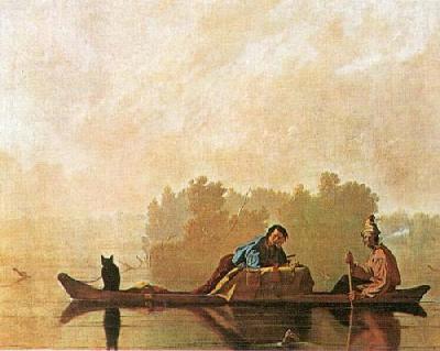 Fur Traders Descending The Missouri art print by George Caleb Bingham