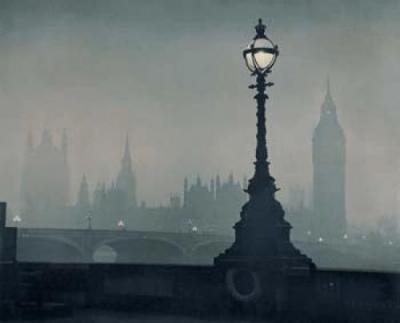 Houses of Parliament, Westminster, nightfall, 1954 art print by Horace Murch