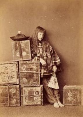 Xie, Alexandra Kitchin as a Chinese tea merchant, 'off-duty' 1873 art print by Lewis Carroll
