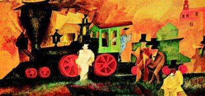 Old Locomotive art print by Lyonel Feininger