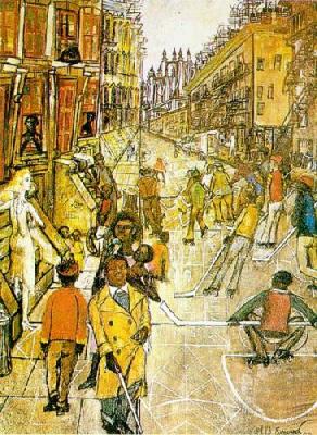 Sunny Side Of The Street art print by Philip Evergood
