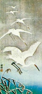 White Birds In Snow art print by Shoson