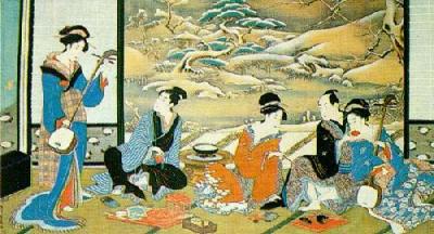 Interior And Landscape art print by Utagawa Toyoharu