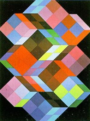 Tridem K art print by Victor Vasarely