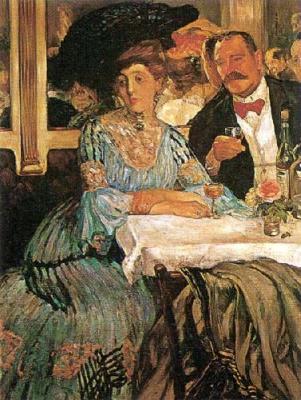 Chez Mouquin art print by William Glackens