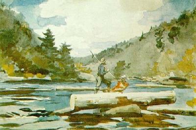 Hudson River, Logging art print by Winslow Homer
