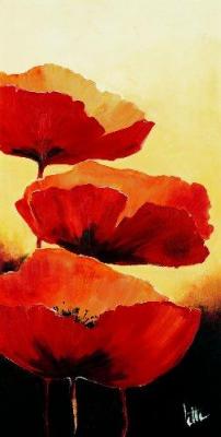 Three red poppies I art print by Jettie Roseboom