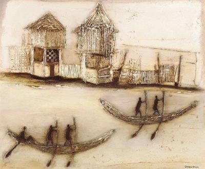 Boats on the River II art print by Jan Eelse Noordhuis