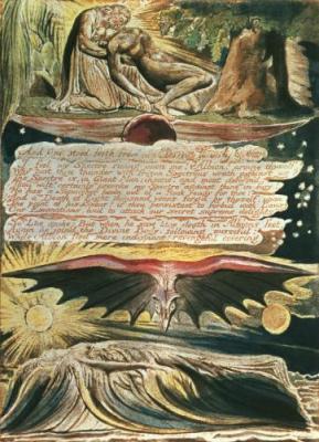 Los supported by Christ; Albion's burial art print by William Blake