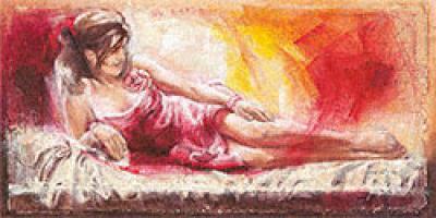 Samantha with blossoms art print by Talantbek Chekirov