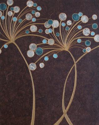 Teal Bubble Flowers art print by Alan Buckle