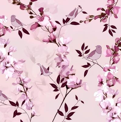 Pink Blossom Birds art print by Kate Knight
