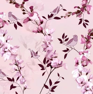 Pink Blossom Birds art print by Kate Knight